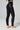 Black compression panel leggings bum lifting back view faux leather panel close up - TLC Sport