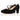 Clare wide fit black suede platform court shoes, single front view