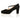 Clare wide fit black suede platform court shoes, pair side view showing 1cm platform