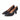 A pair of black leather pointed-toe pumps with a mid-height kitten heel, displayed on a clean white background.