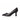 Black wide fit high-heeled shoe on a white background
