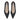 Lou wide fit black leather micro-heel shoes, pair angled view