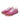 Extra wide fit pink suede and red trim barefoot trainers, pair angled view