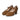 A pair of wide fir women's Mary Jane pumps in smooth tan-brown leather, featuring a rounded toe, low block heel, and adjustable ankle strap with a small gold-tone buckle, shown on a clean white background.