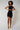 Black compression biker shorts high waist worn with matching crop bra full length - TLC Sport