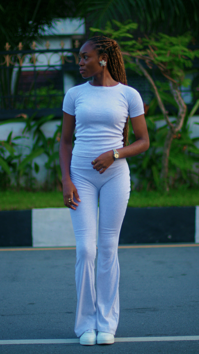 Heather Grey Tally Flare Set