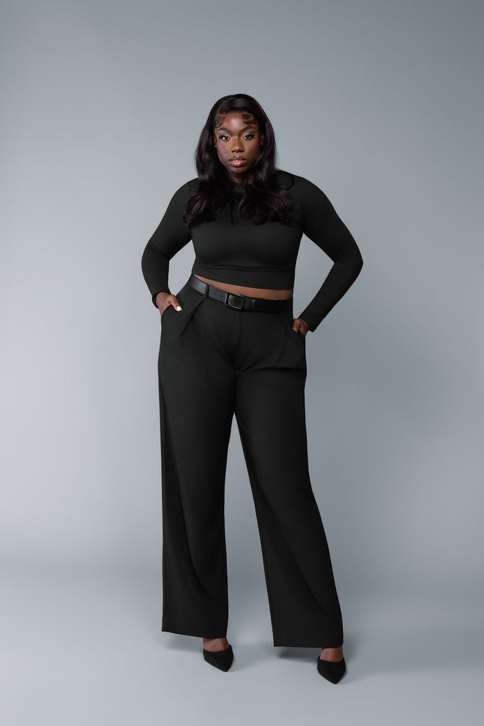 Wadie Cinch-Waist Wide-Leg Pleated Trouser