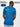 A shot from behind of a tall and slim guy in a studio and wearing an azure large tall slim t-shirt.