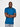 An upper body shot of a tall slim guy wearing an extra long large tall azure t-shirt, hands folded and looking serious.