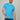 A tall and slim man in the studio standing in front of a light background. The smiling model is wearing an extra long slim cyan t-shirt in a size XL. The tall cyan t-shirt features a 3" longer body, 100% organic cotton, and is soft & preshrunk. The cyan t-shirt is ideal for tall slim men 6'2"+.
