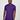 A tall and slim man in the studio standing in front of a light background. The smiling model is wearing an extra long slim royal purple t-shirt in a size large. The tall royal purple t-shirt features a 3" longer body, 100% organic cotton, and is soft & preshrunk. The  royal purple t-shirt is ideal for tall slim men 6'2"+.