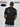 A shot from behind of a tall slim guy wearing a black heavyweight XL tall t-shirt.