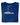 A close up of the tagless itch-free navy tall t-shirt neck label.