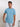 A studio shot of a tall slim guy wearing a medium tall slim pastel blue t-shirt.