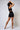 High waist micron shorts black extra strong compression side view worn with crop bra - TLC Sport