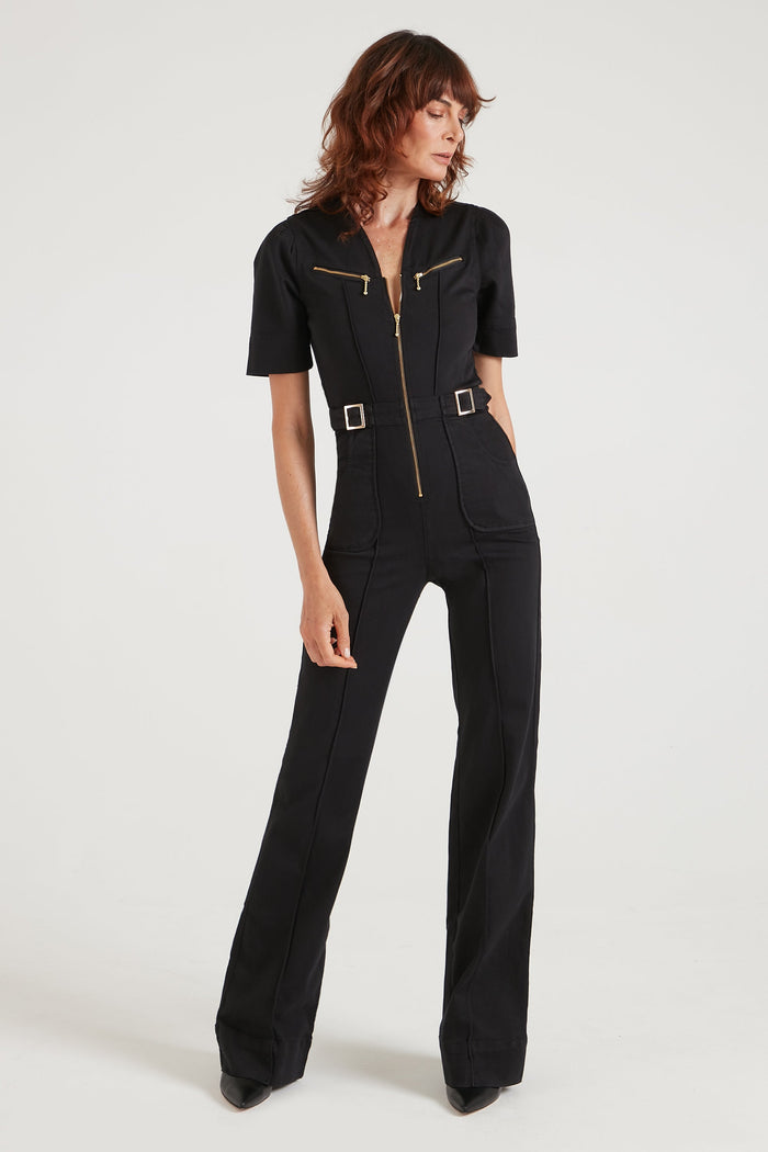 Opal The Softly Curved Jumpsuit | Blackest [Black Denim]