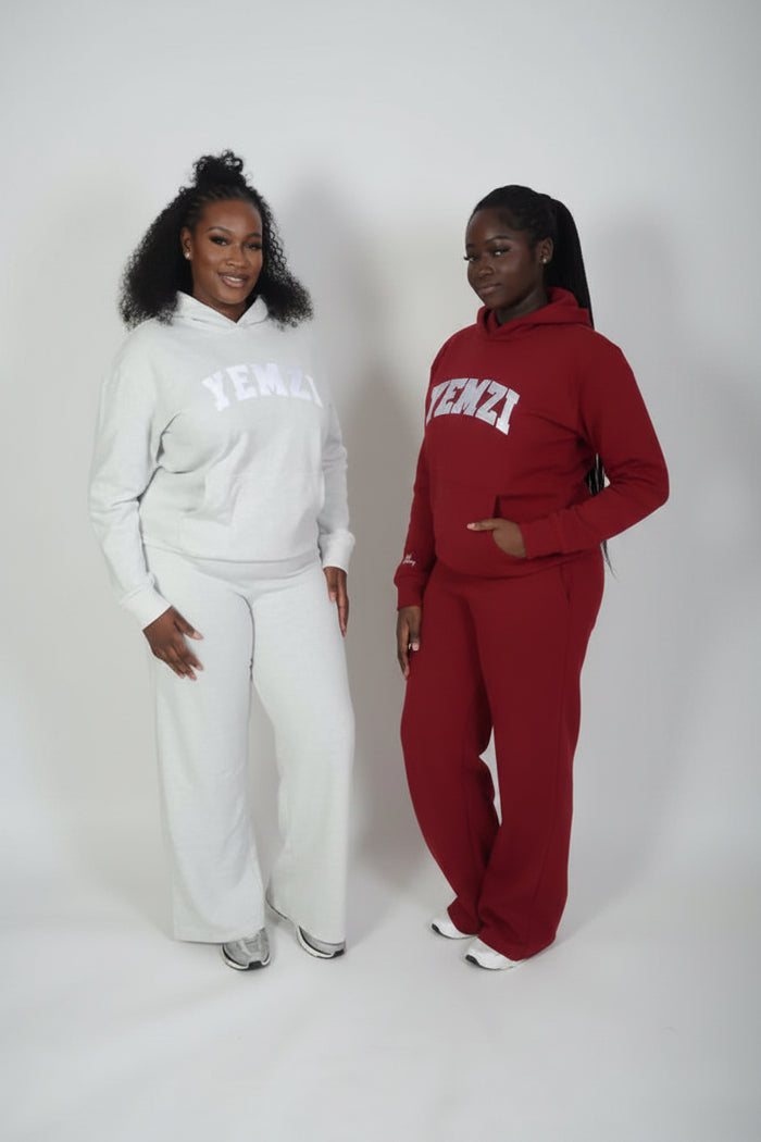 Varsity Cotton Hoodie (Grey, Burgundy)